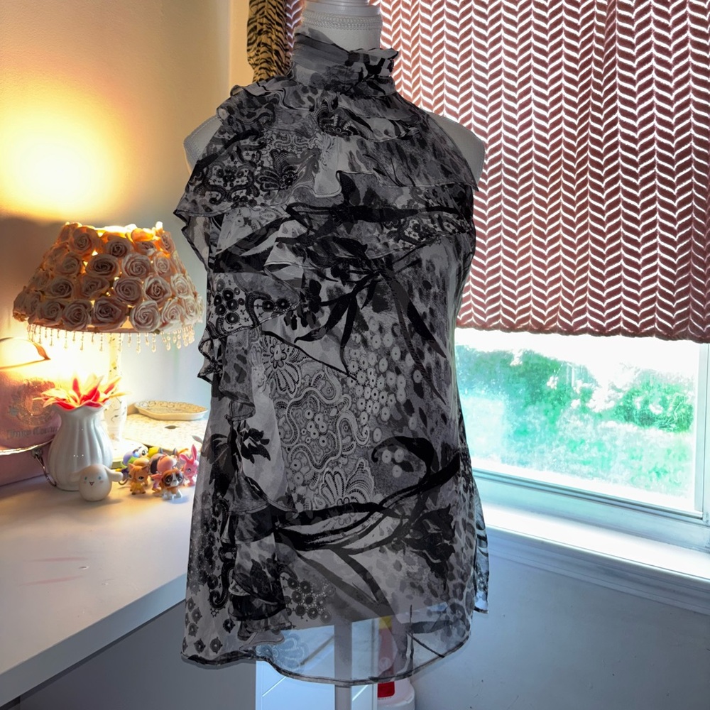 y2k Black and Gray Floral  dress